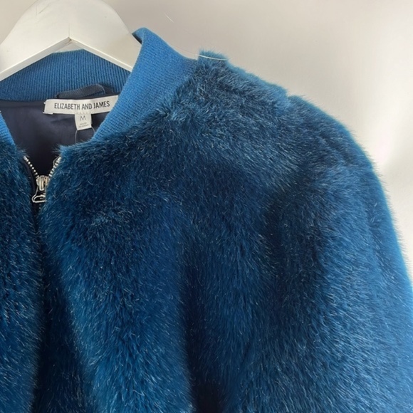 Elizabeth and James Ellington Blue Faux-Fur Bomber Jacket - Picture 3 of 7
